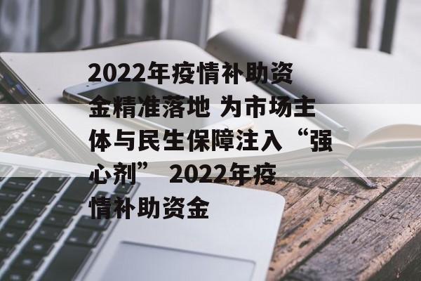 2022年疫情补助资金精准落地 为市场主体与民生保障注入“强心剂” 2022年疫情补助资金